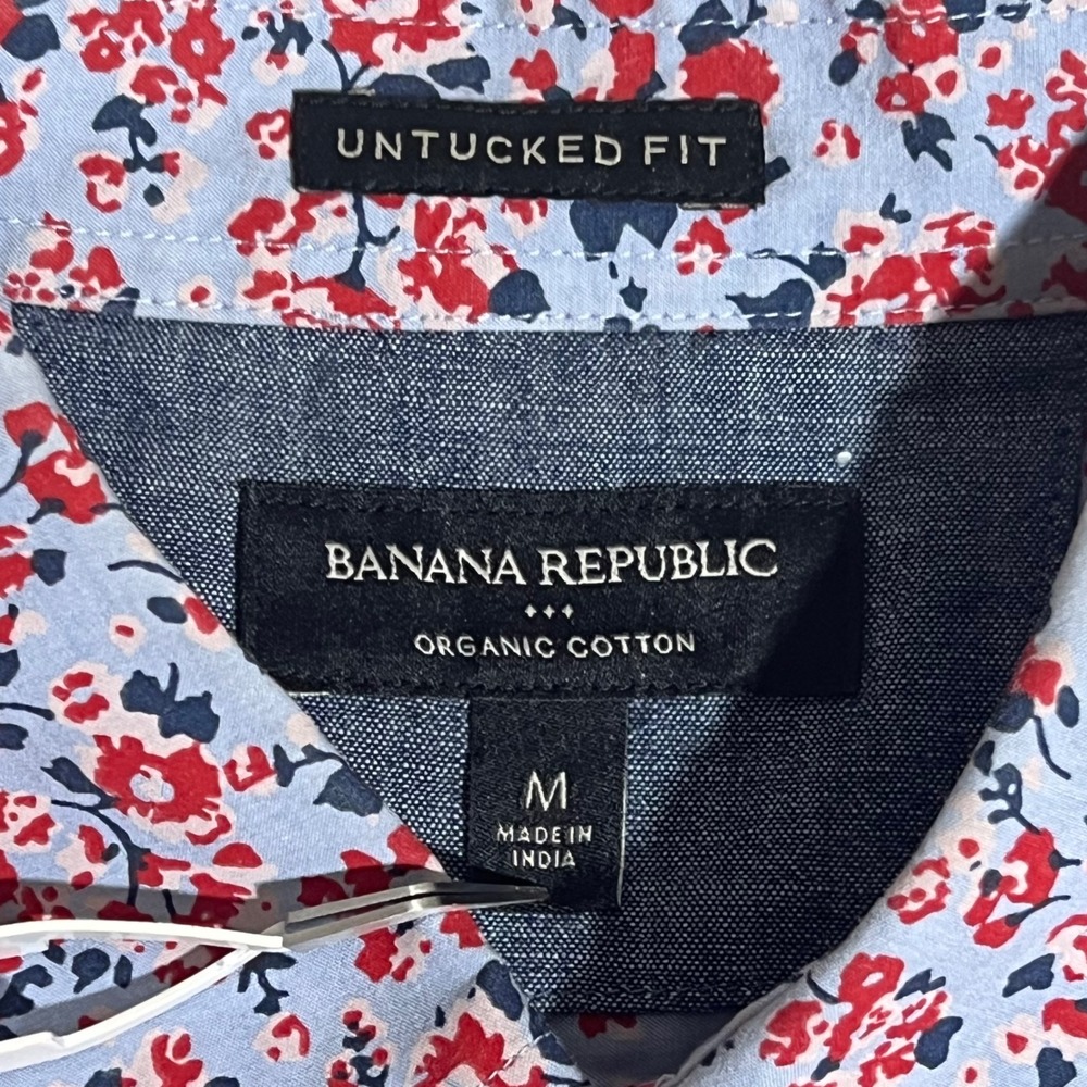 Banana Republic Mens Floral Untucked Fit Button Down Shirt - Size M - Picture 4 of 8